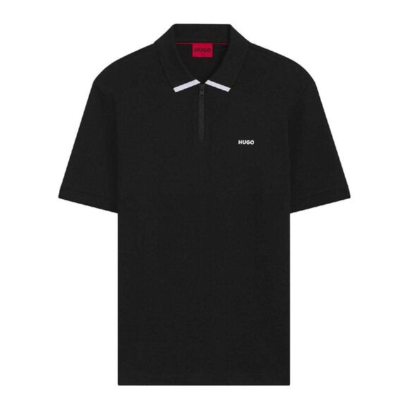 Hugo Mens Dalomino Contrast Logo Polo Shirt / Black